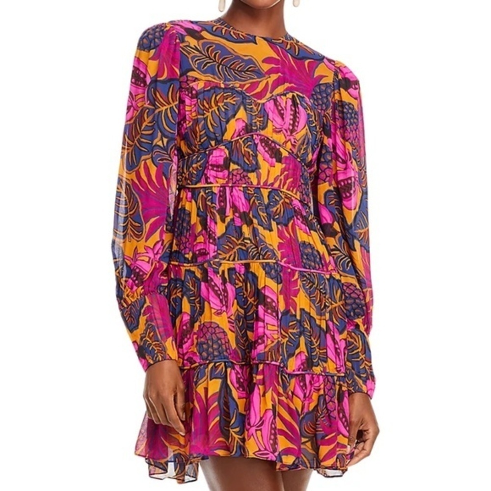 Farm Rio | Fruit Dream Long Sleeve Pleated Tiered Dress